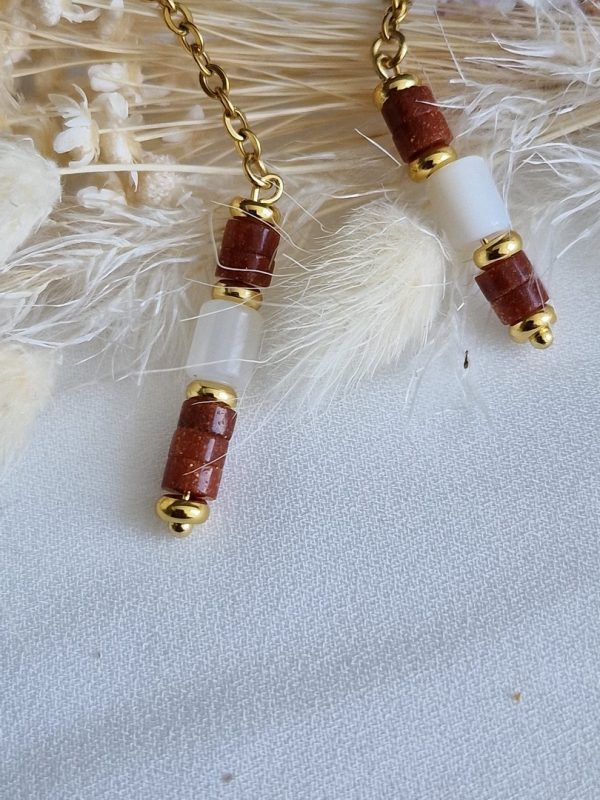 Boucles d'oreilles pendantes avec perles heishi gold sand